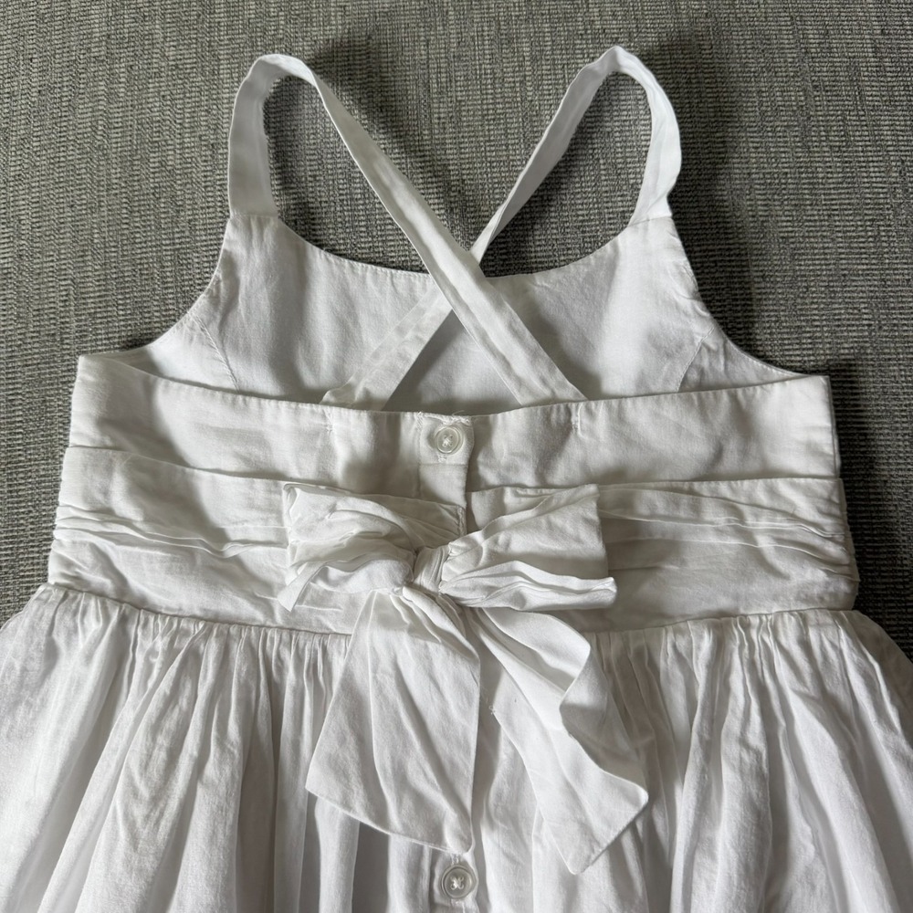 HOPE & HENRY Girls Sundress size 6 Embroidered Organic White Adjustable Strap - Picture 5 of 14